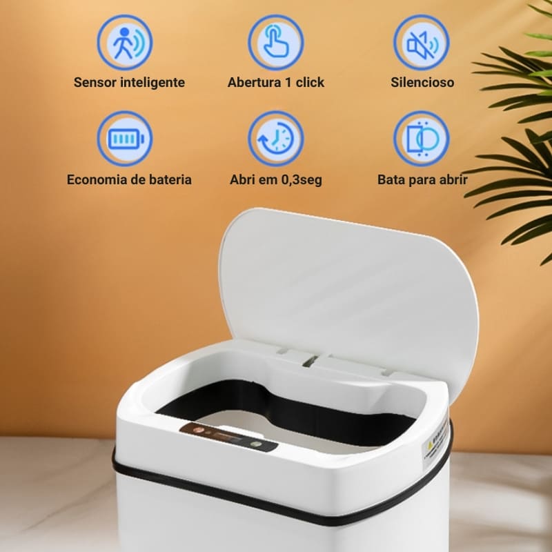Lixeira para Banheiro e Cozinha Automática com Sensor 15L Homedec