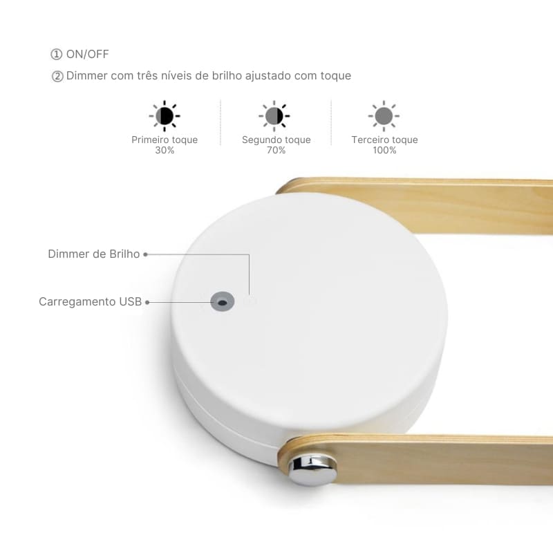 Luminária de Mesa LED com Alça Luminária de Leitura Homedec