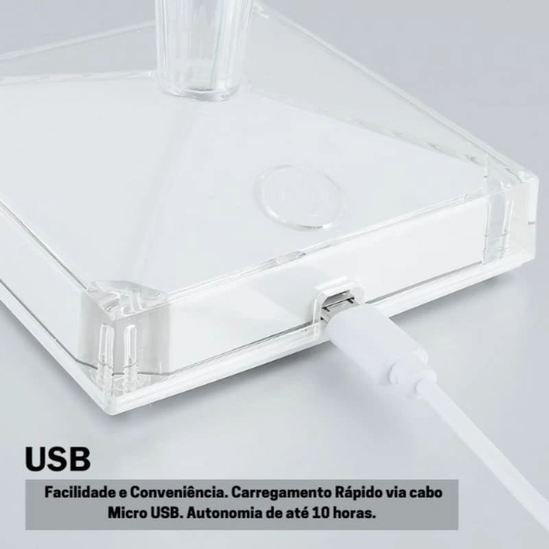 Luminária de Mesa LED Diamante USB 3 em 1 Sem Fio Homedec