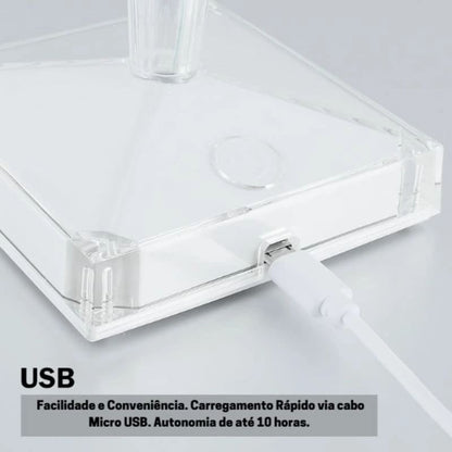 Luminária de Mesa LED Diamante USB 3 em 1 Sem Fio Homedec