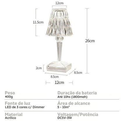 Luminária de Mesa LED Diamante USB 3 em 1 Sem Fio Homedec