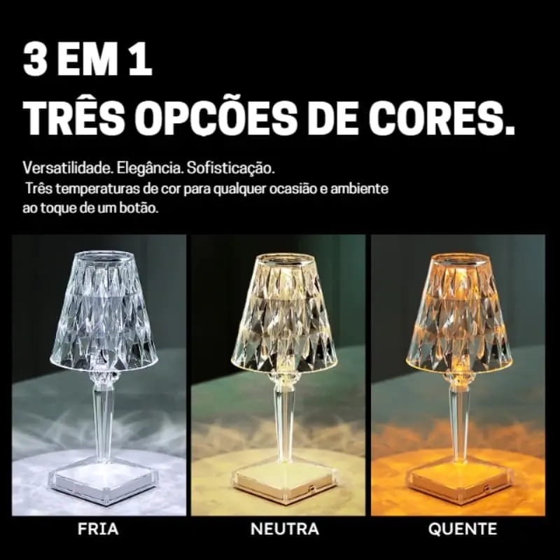 Luminária de Mesa LED Diamante USB 3 em 1 Sem Fio Homedec