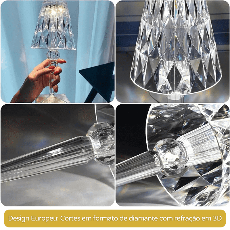 Luminária de Mesa LED Diamante USB 3 em 1 Sem Fio Homedec
