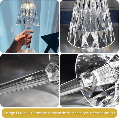 Luminária de Mesa LED Diamante USB 3 em 1 Sem Fio Homedec