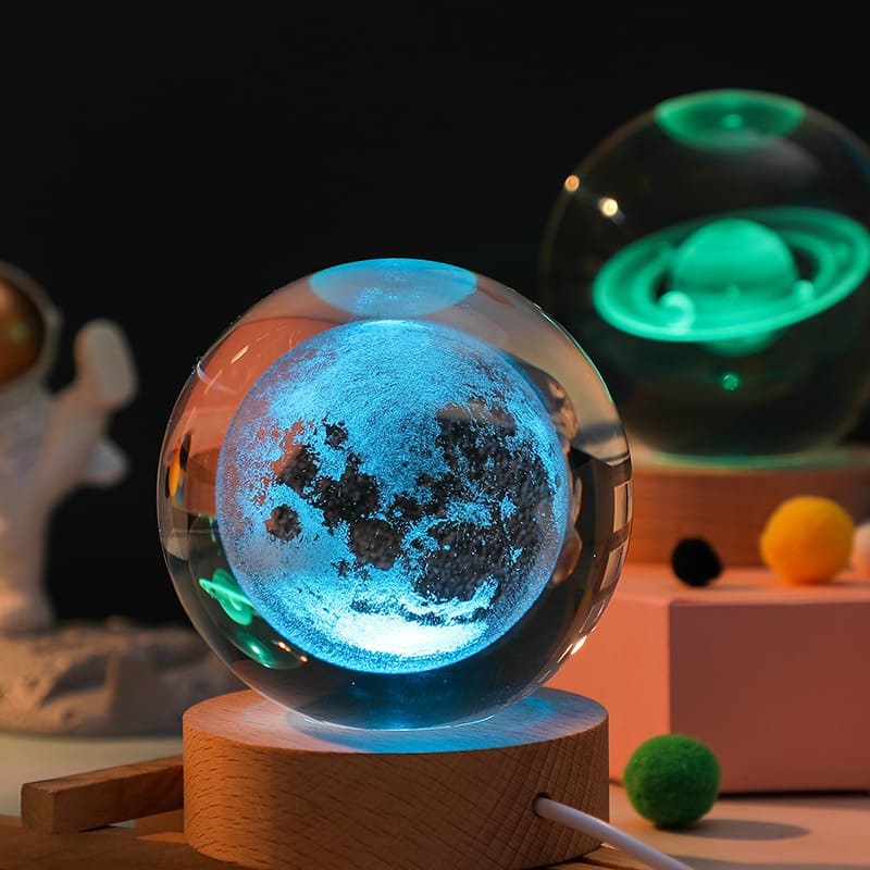 Luminária de Mesa LED Luz Noturna 3D Bola Cristal Homedec