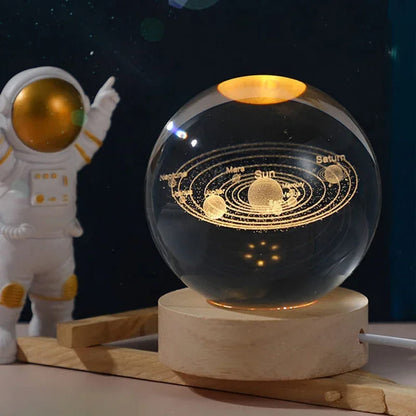 Luminária de Mesa LED Luz Noturna 3D Bola Cristal Homedec