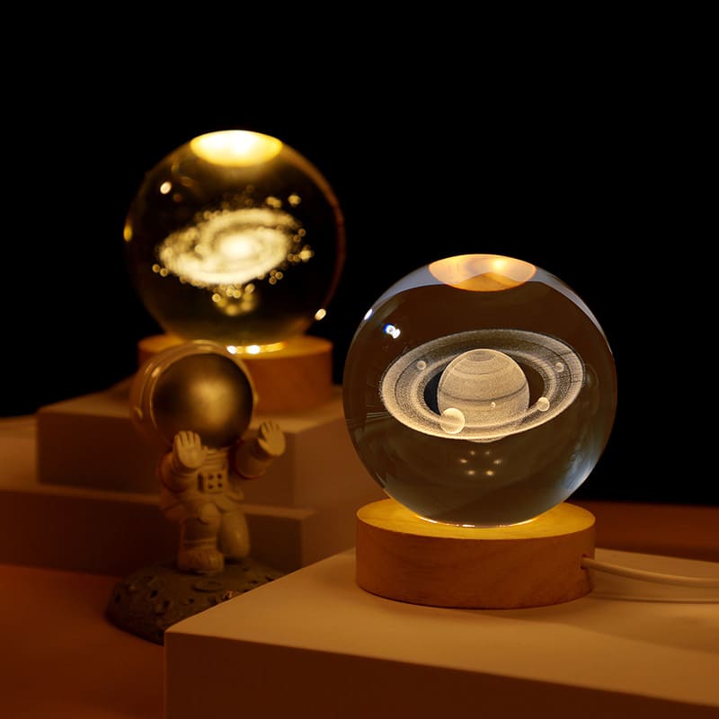 Luminária de Mesa LED Luz Noturna 3D Bola Cristal Homedec