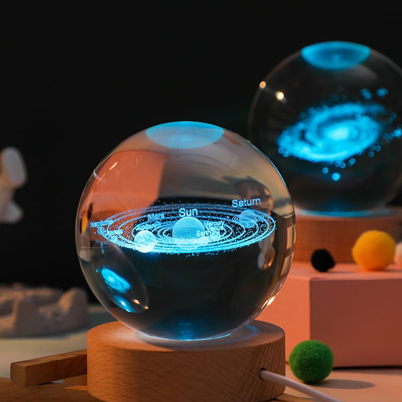 Luminária de Mesa LED Luz Noturna 3D Bola Cristal Homedec