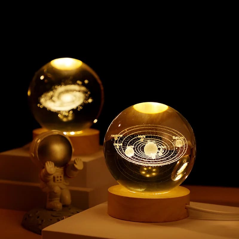 Luminária de Mesa LED Luz Noturna 3D Bola Cristal Homedec
