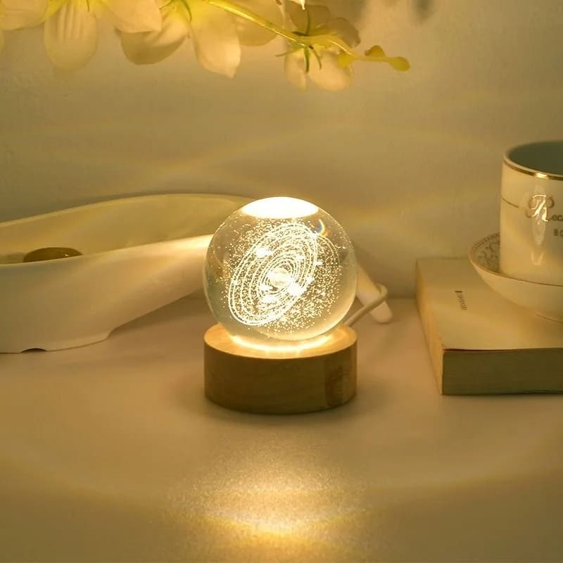 Luminária de Mesa LED Luz Noturna 3D Bola Cristal Homedec