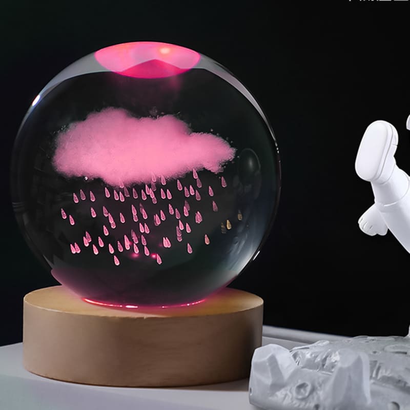 Luminária de Mesa LED Luz Noturna 3D Bola Cristal Homedec