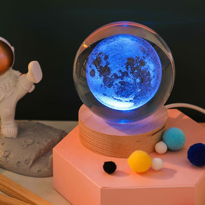Luminária de Mesa LED Luz Noturna 3D Bola Cristal Homedec