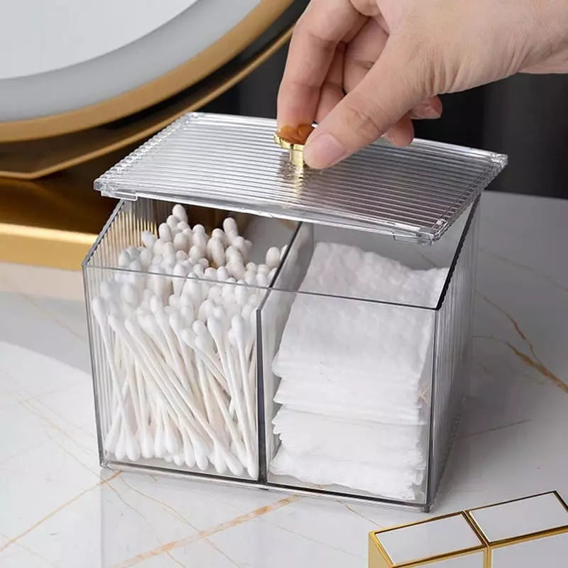 Organizador Porta Cotonete e Algodão Acrílico com Tampa Homedec