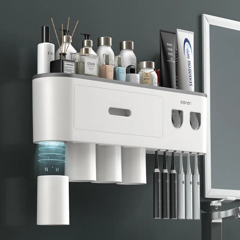 Porta Escova de Dente Dispenser com Gaveta e Copos Homedec