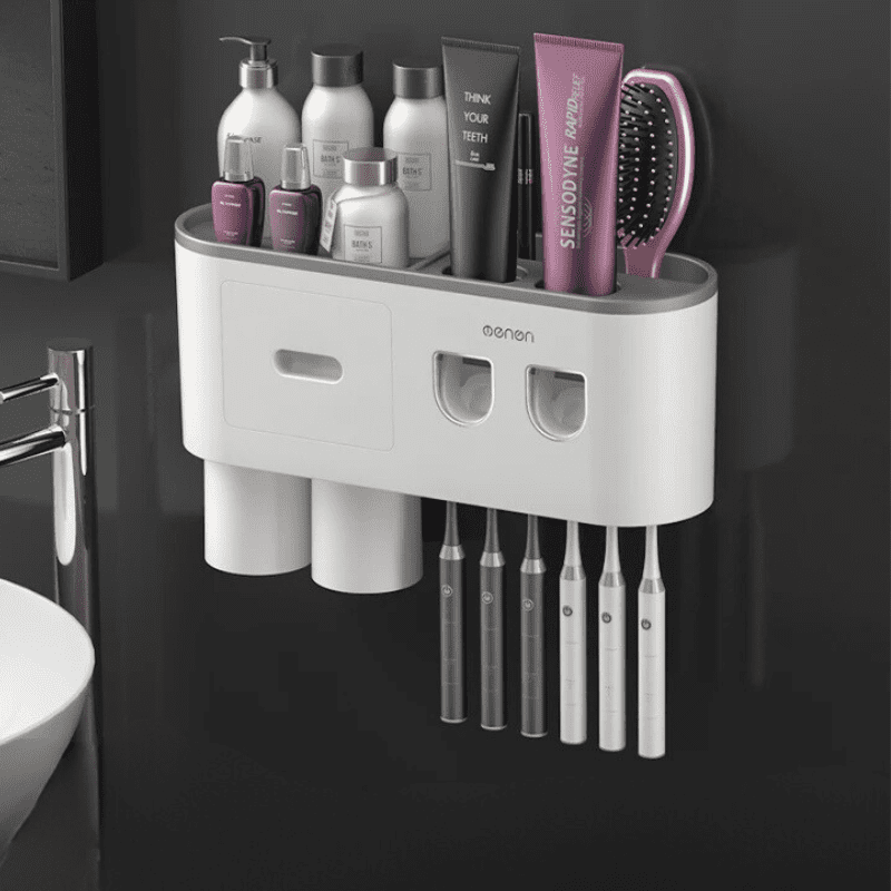 Porta Escova de Dente Dispenser com Gaveta e Copos Homedec