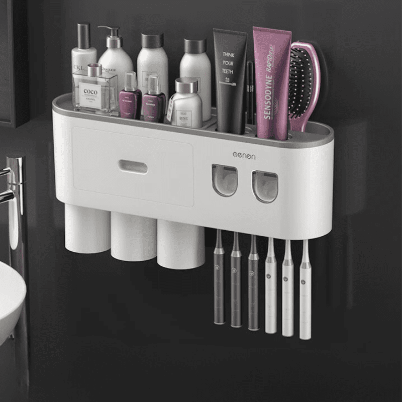 Porta Escova de Dente Dispenser com Gaveta e Copos Homedec
