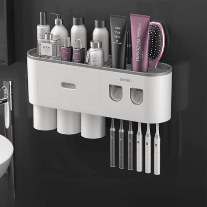 Porta Escova de Dente Dispenser com Gaveta e Copos Homedec