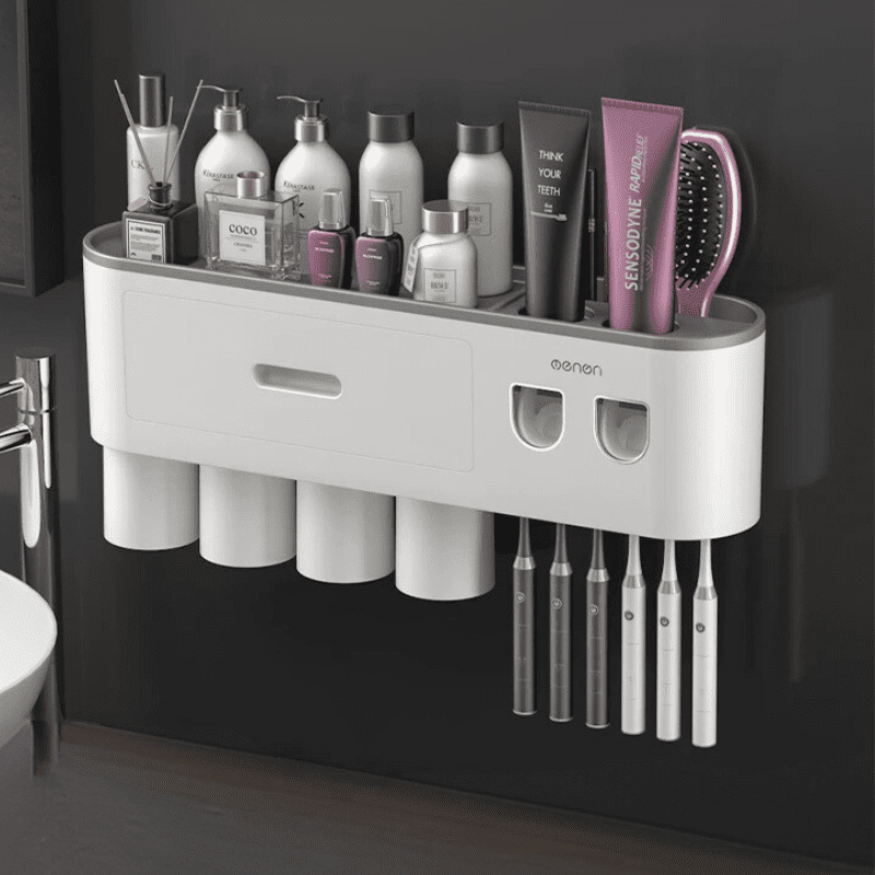 Porta Escova de Dente Dispenser com Gaveta e Copos Homedec