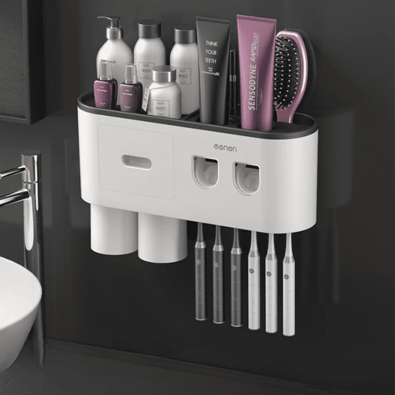 Porta Escova de Dente Dispenser com Gaveta e Copos Homedec
