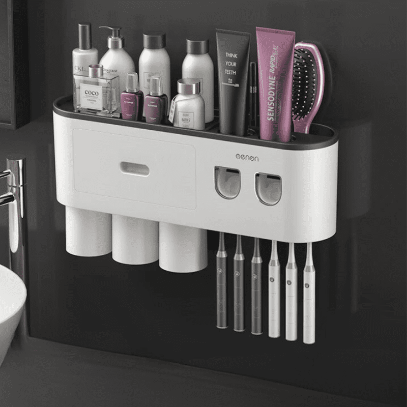 Porta Escova de Dente Dispenser com Gaveta e Copos Homedec