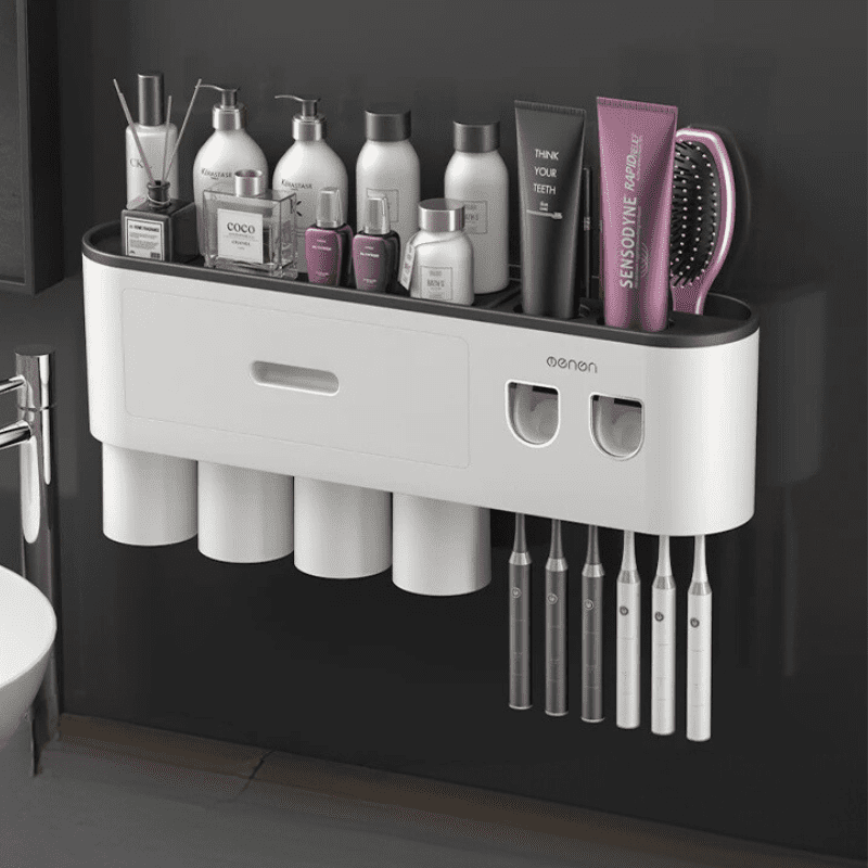Porta Escova de Dente Dispenser com Gaveta e Copos Homedec
