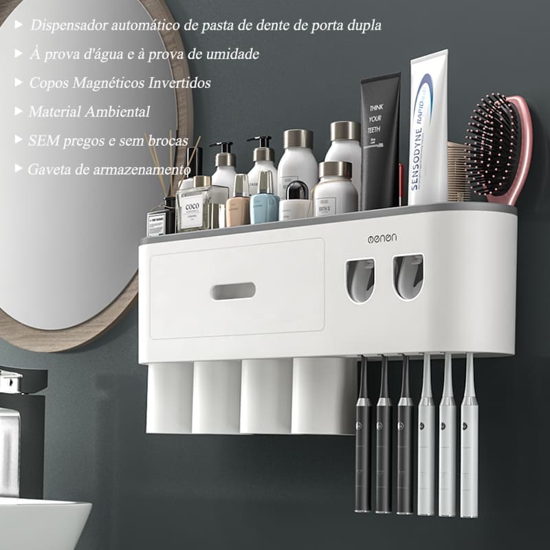 Porta Escova de Dente Dispenser com Gaveta e Copos Homedec