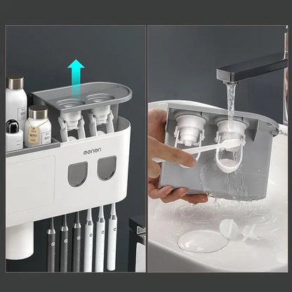 Porta Escova de Dente Dispenser com Gaveta e Copos Homedec