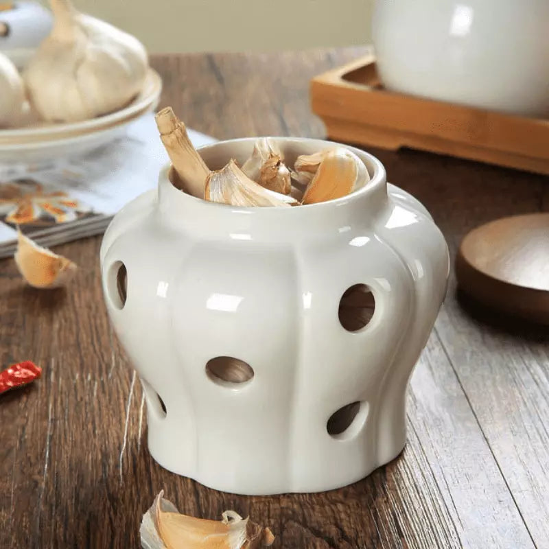 Pote de Cerâmica com Tampa de Madeira Decorativo Homedec