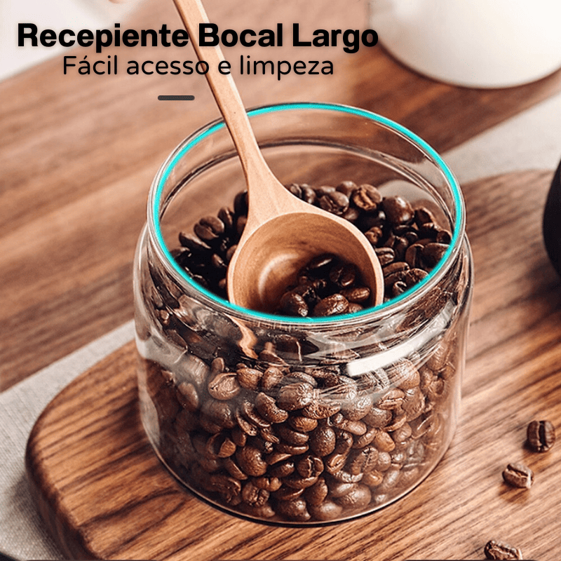 Pote de Vidro com Tampa Hermética Café a Vácuo Homedec