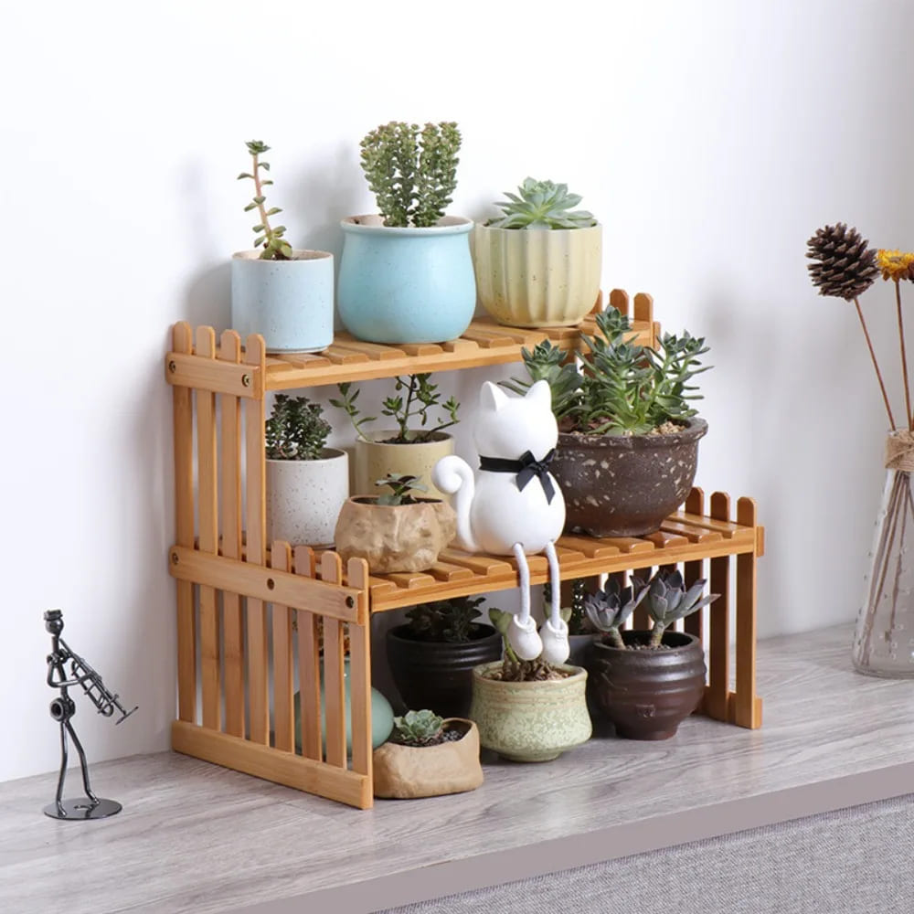 Prateleira de Madeira Suporte Para Plantas Multiuso Homedec