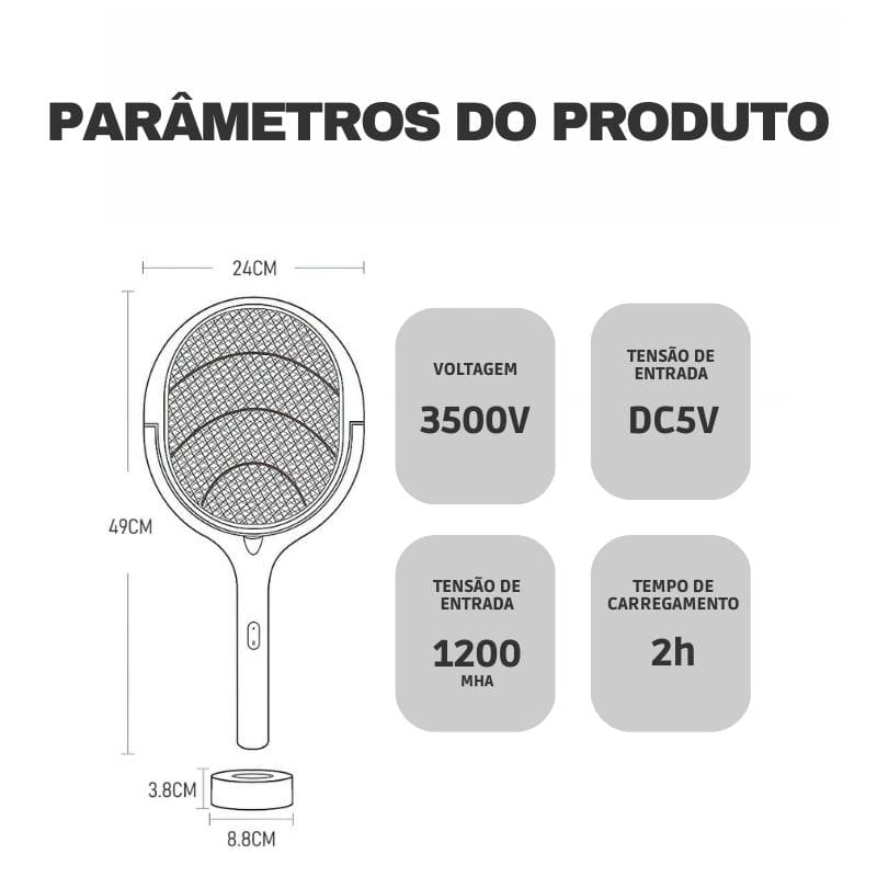 Raquete Elétrica Armadilha Mata Mosquito Homedec