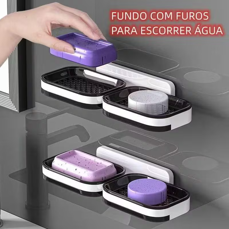 saboneteira com drenos furados para escorrer a água