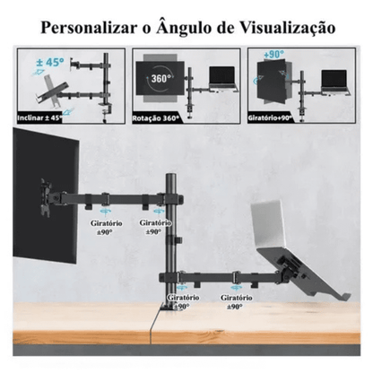 Suporte Monitor e Notebook Articulado para Mesa Homedec