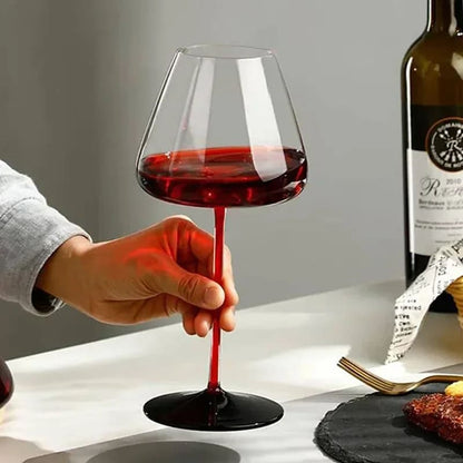 Taça de Vinho Cristal Haste Vermelha Bar em Casa Homedec