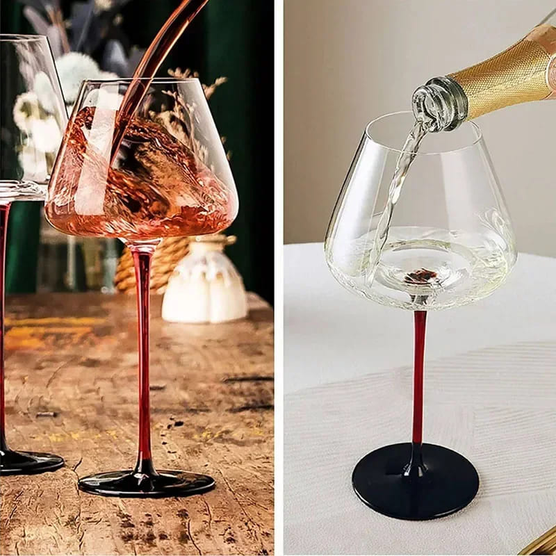 Taça de Vinho Cristal Haste Vermelha Bar em Casa Homedec