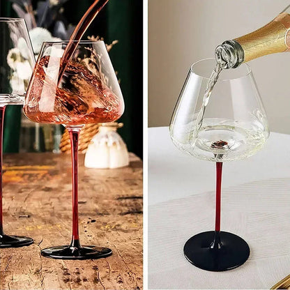 Taça de Vinho Cristal Haste Vermelha Bar em Casa Homedec