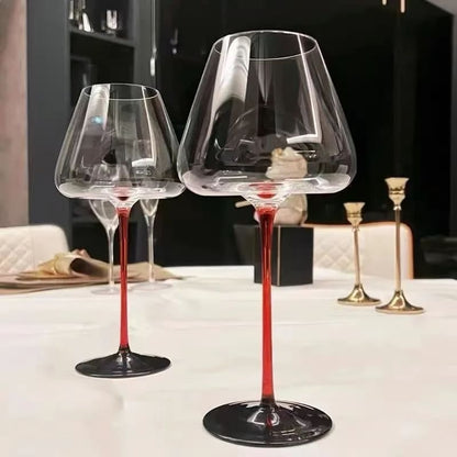 Taça de Vinho Cristal Haste Vermelha Bar em Casa Homedec