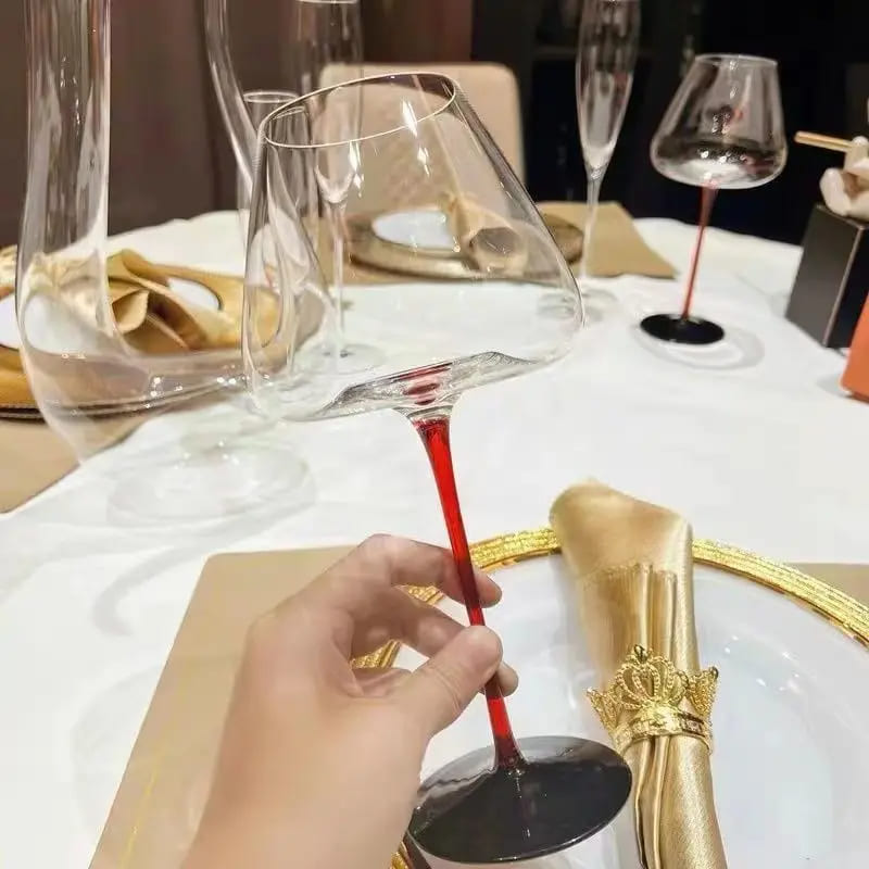 Taça de Vinho Cristal Haste Vermelha Bar em Casa Homedec
