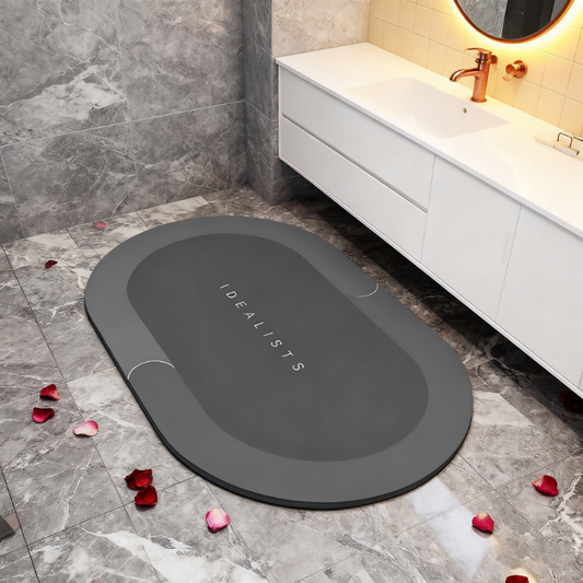 tapete de banho super absorvente cor preto e cinza vitrine